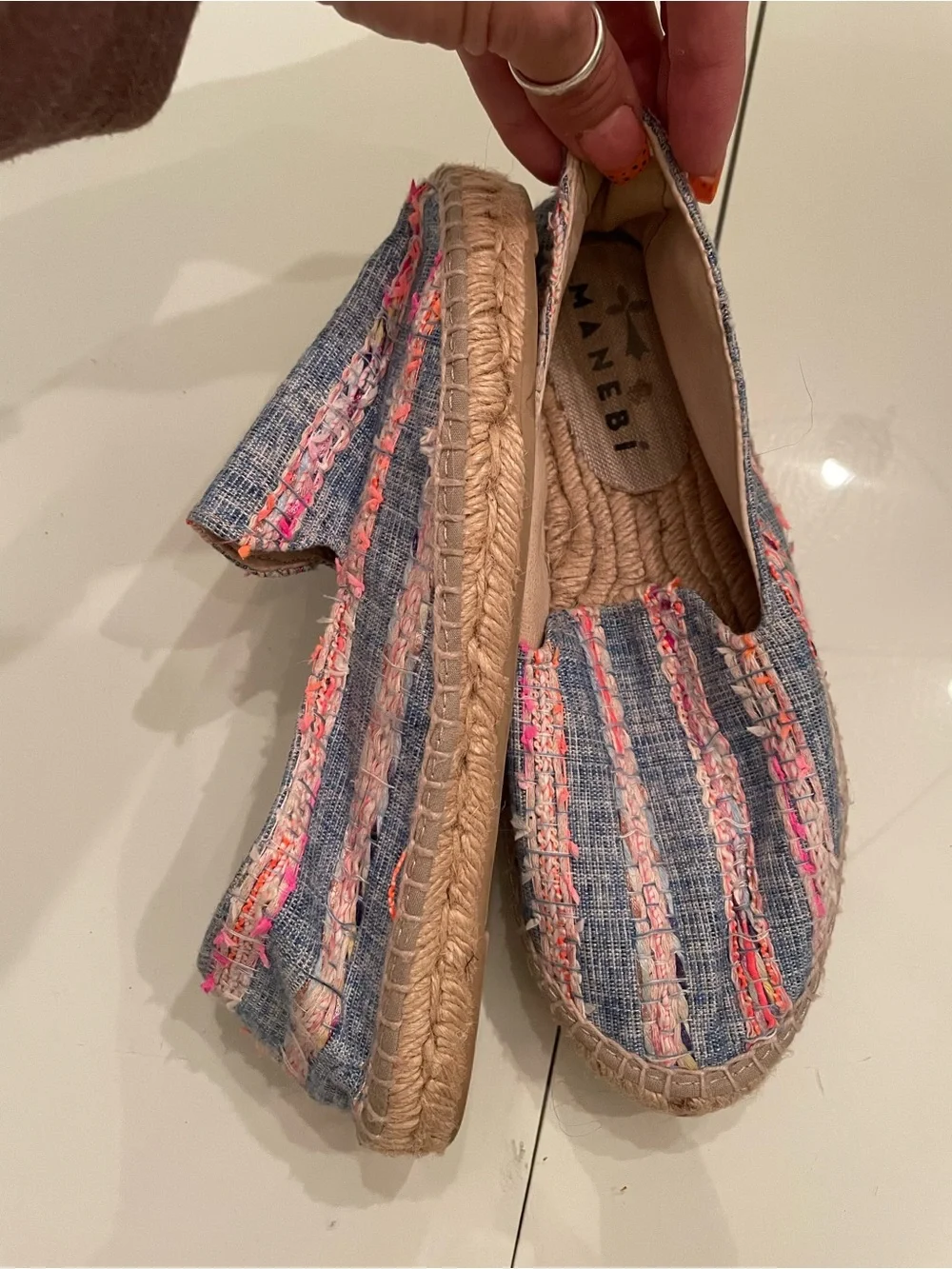Striped Blue & Pink Women’s Espadrille Slip-Ons